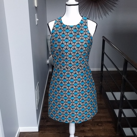 Milly Blue and Black Geometric Mini Dress - Picture 3 of 6